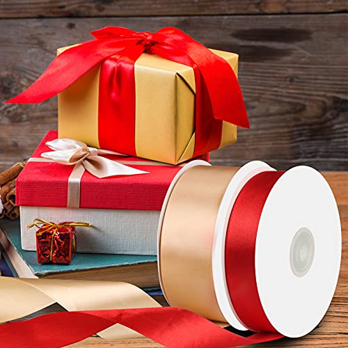 YBLANDEG Solid Color Red Satin Ribbon 1 inch X 50 Yards,Double Faced Polyester Fabric Ribbon for Gifts Wrapping, Wedding, Party, Hair, Crafts, Bows, DIY Decor Ornaments - Image 2