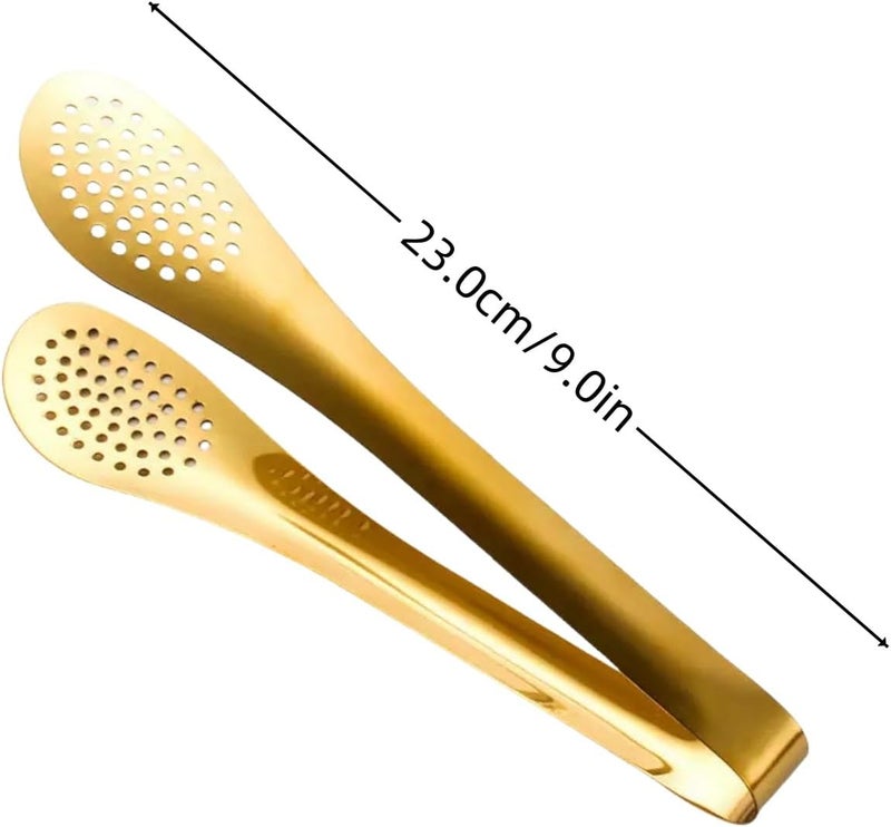 JYJFGSFA 9 Inch Gold Buffet Tongs Set of 4, Stainless Steel Food Serving Utensils Tong for Cooking, Salad, Barbecue, Buffet, Toast - Image 3