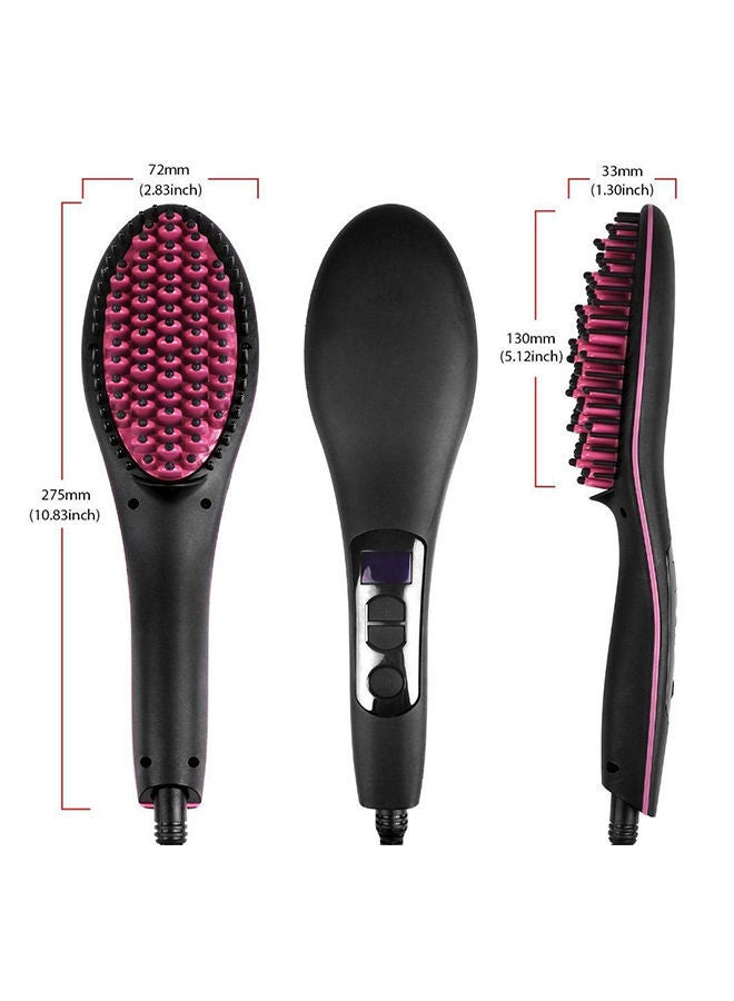 NIBEMINENT Electric Hair Straightener Brush Black/Pink - Image 2