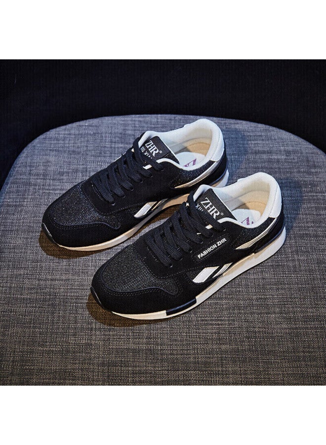 Zhr Zese Casual Women's Shoes Selected Cowhide Comfortable Versatile Women's Shoes Classic Trendy Colorblock Sports Shoes Korean Fashion Lightweight Breathable Women's Shoes Ak60 Black Size 35 - Image 4