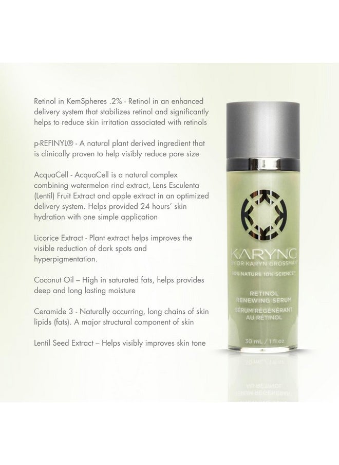 KARYNG BY DR. KARYN GROSSMAN - Karyng Retinol Renewing Serum Anti Aging Retinol Serum Face Serum Targets Fine Lines And Wrinkles Anti Aging Serum With Retinol And Coconut Oil 1Oz - Image 1