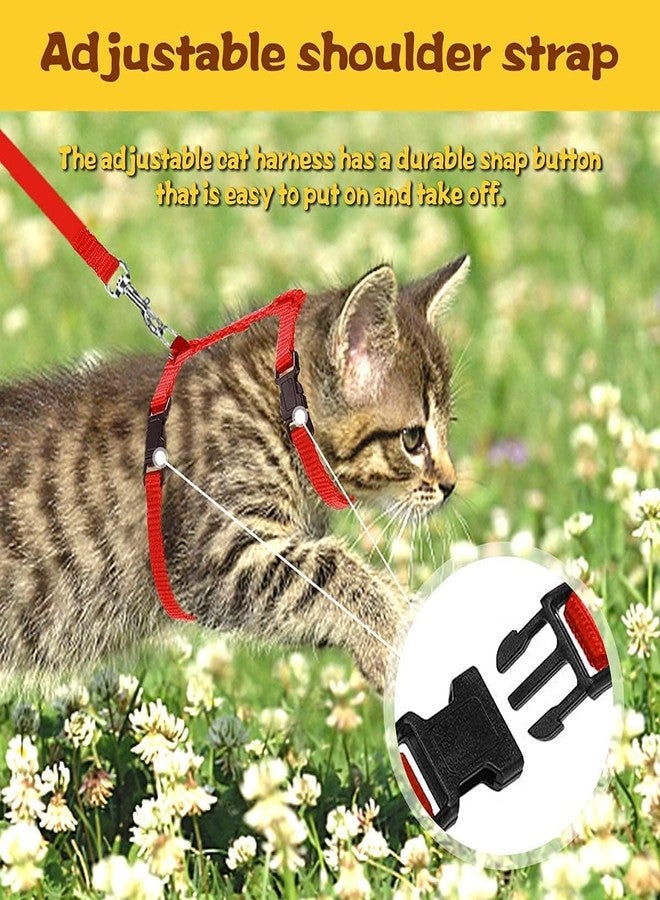 RoverPets طقم حزام ومقود قابل للتعديل من النايلون للقطط من روفر بيتس - طوق ناعم مع مقود تدريب للقطط والقطط الصغيرة والأرانب والحيوانات الأليفة الصغيرة - معدات مريحة وآمنة للمشي في الهواء الطلق (أحمر) - Image 5