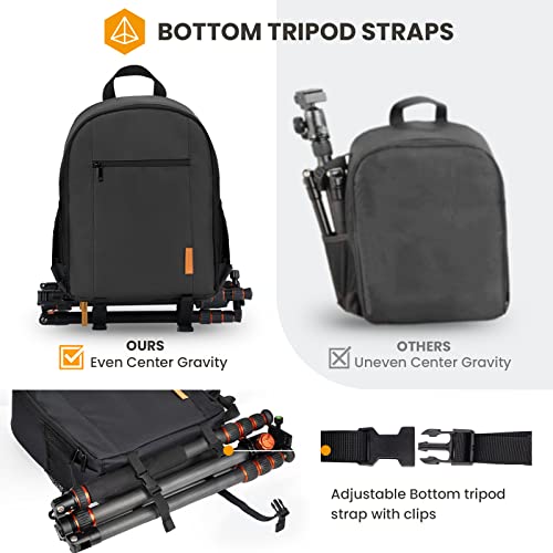 TARION Camera Bag Professional Camera Backpack Case with Laptop Compartment Waterproof Rain Cover for DSLR SLR Mirrorless Camera Lens Tripod Photography Backpack for Photographer Black TB-S(L) - Image 3