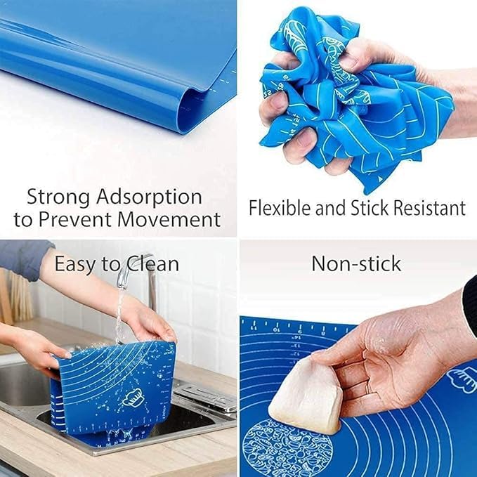 VIDORA Silicone Baking Mat Roti mat Silicone Chapati Atta Kneading Mat Non Stick Fondant Rolling Mat Stretchable for Kitchen Roti Chapati Cake - Image 2