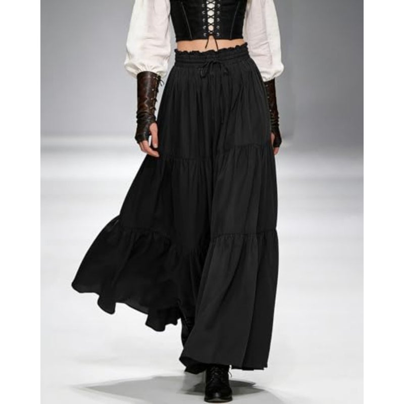 Renaissance Maxi Tiered Ruffle Skirt High Waisted Medieval Skirt for Women Ren Faire - Image 2