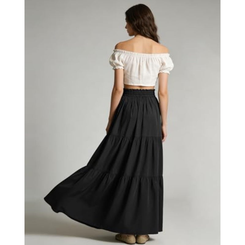 Renaissance Maxi Tiered Ruffle Skirt High Waisted Medieval Skirt for Women Ren Faire - Image 4