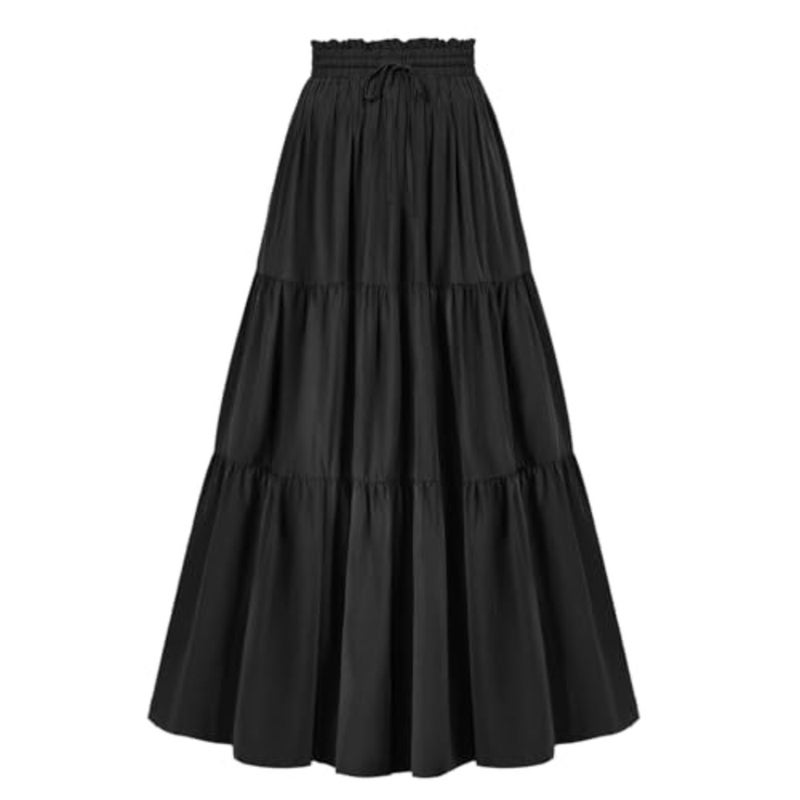 Renaissance Maxi Tiered Ruffle Skirt High Waisted Medieval Skirt for Women Ren Faire - Image 1
