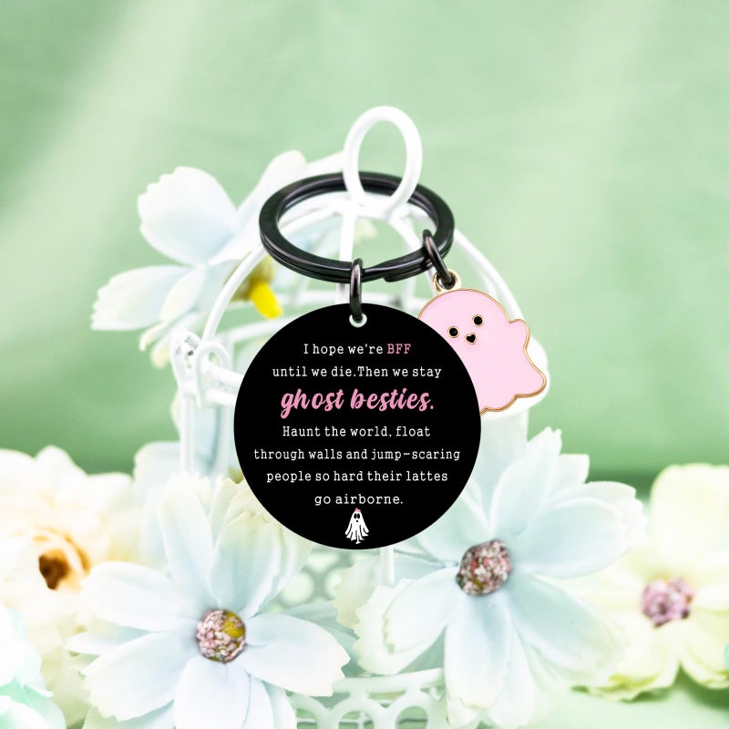 igvean Bestie Gifts for Women Funny Ghost Keychain Best Friend Birthday Gifts for Women Valentine's Day Christmas Gift for Best Friends Bestie Sister Bff Cute Halloween Basket Stuffers Friendship Gift - Image 5