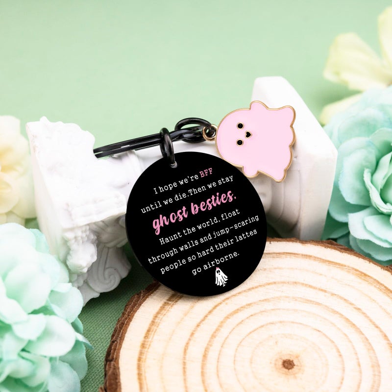 igvean Bestie Gifts for Women Funny Ghost Keychain Best Friend Birthday Gifts for Women Valentine's Day Christmas Gift for Best Friends Bestie Sister Bff Cute Halloween Basket Stuffers Friendship Gift - Image 4