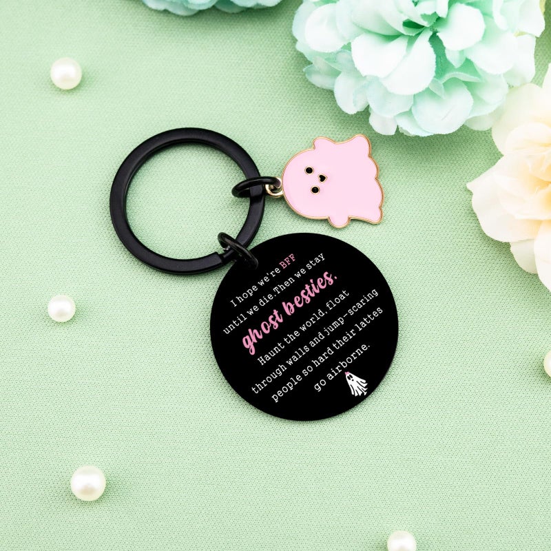 igvean Bestie Gifts for Women Funny Ghost Keychain Best Friend Birthday Gifts for Women Valentine's Day Christmas Gift for Best Friends Bestie Sister Bff Cute Halloween Basket Stuffers Friendship Gift - Image 2