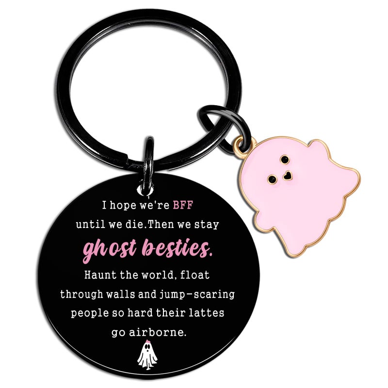 igvean Bestie Gifts for Women Funny Ghost Keychain Best Friend Birthday Gifts for Women Valentine's Day Christmas Gift for Best Friends Bestie Sister Bff Cute Halloween Basket Stuffers Friendship Gift - Image 1