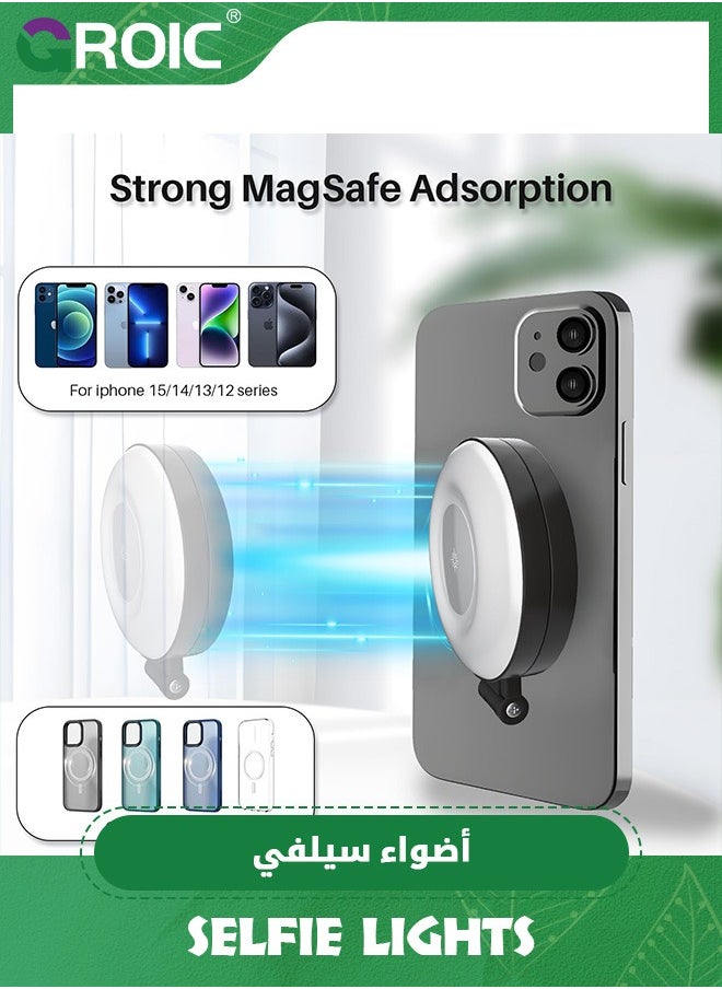 GROIC Selfie Light for Phone, Rechargeable Magnetic Fill Light, Adjusted 3 Light Modes 180° Flip Ring Light for Makeup, Video, TikTok, Vlog, Travel Photography, Compatible with iPhone and Android  - Image 2