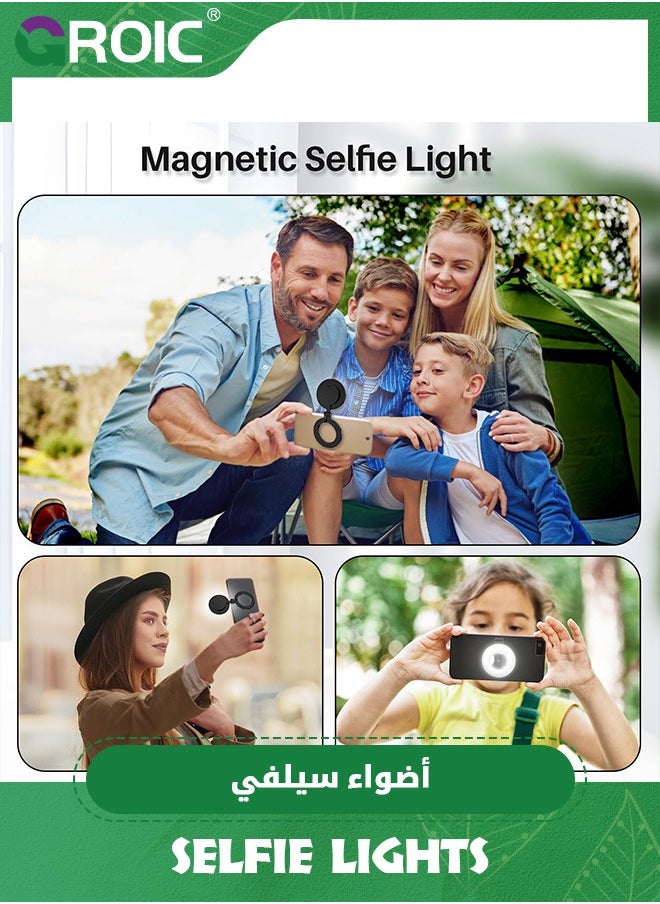 GROIC Selfie Light for Phone, Rechargeable Magnetic Fill Light, Adjusted 3 Light Modes 180° Flip Ring Light for Makeup, Video, TikTok, Vlog, Travel Photography, Compatible with iPhone and Android  - Image 5