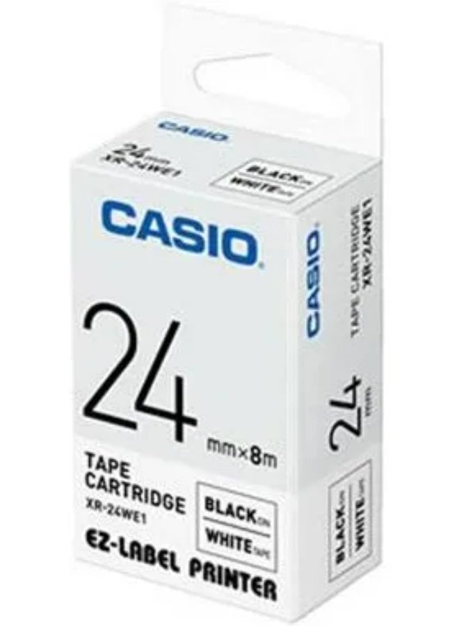 Casio tape cartridge black on white tape XR-24WE1