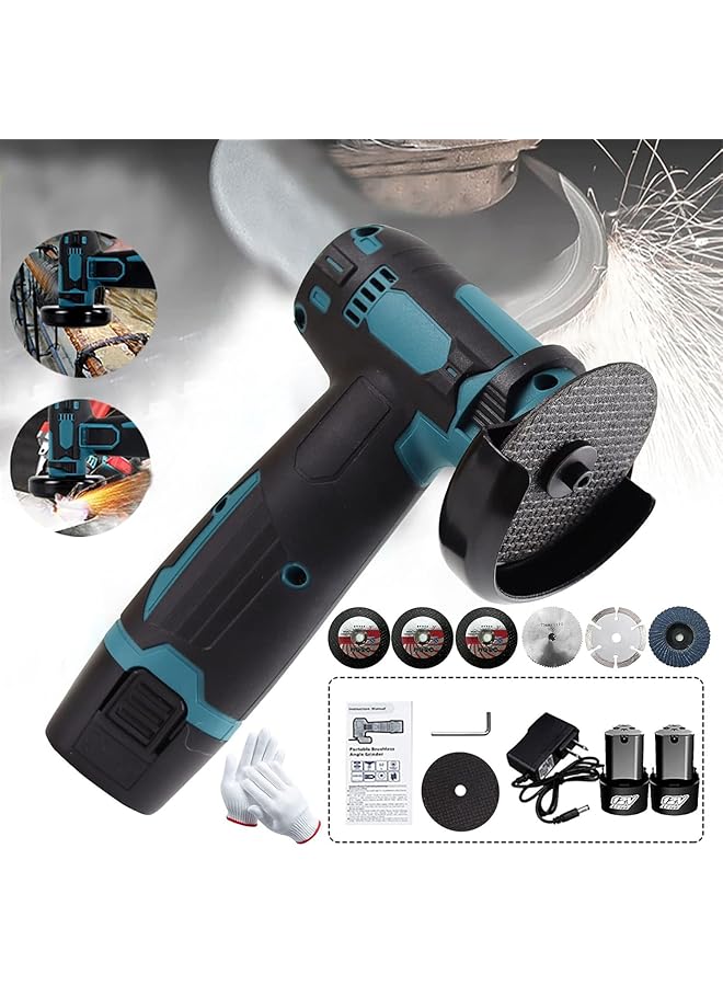 erorex 12V Cordless Brush Angle Grinder Kit Ginding Disc 3 Inch76Mm Lightweight Angle Grinder Tool W 2Pcs 1300Mah Lithium Ion Battery And Charger Ergonomic Button Position For Reducing Hand Pressure - Image 3
