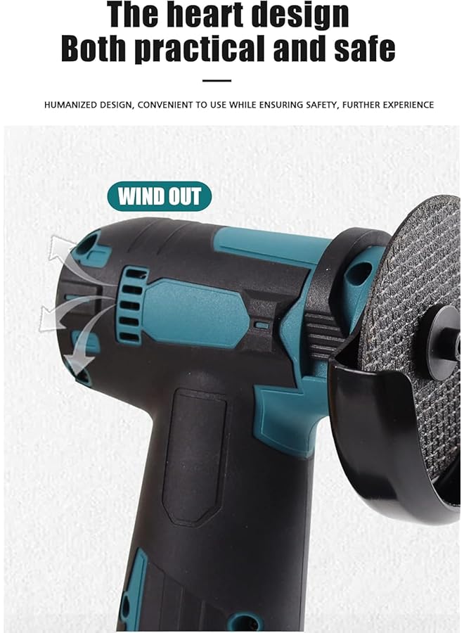 erorex 12V Cordless Brush Angle Grinder Kit Ginding Disc 3 Inch76Mm Lightweight Angle Grinder Tool W 2Pcs 1300Mah Lithium Ion Battery And Charger Ergonomic Button Position For Reducing Hand Pressure - Image 4