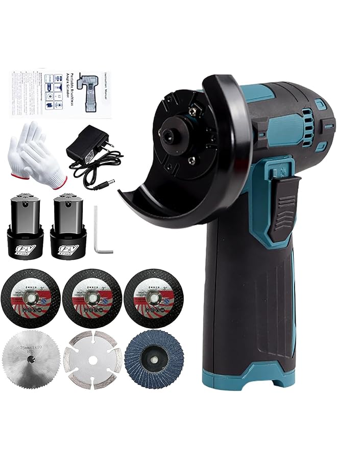 erorex 12V Cordless Brush Angle Grinder Kit Ginding Disc 3 Inch76Mm Lightweight Angle Grinder Tool W 2Pcs 1300Mah Lithium Ion Battery And Charger Ergonomic Button Position For Reducing Hand Pressure - Image 1