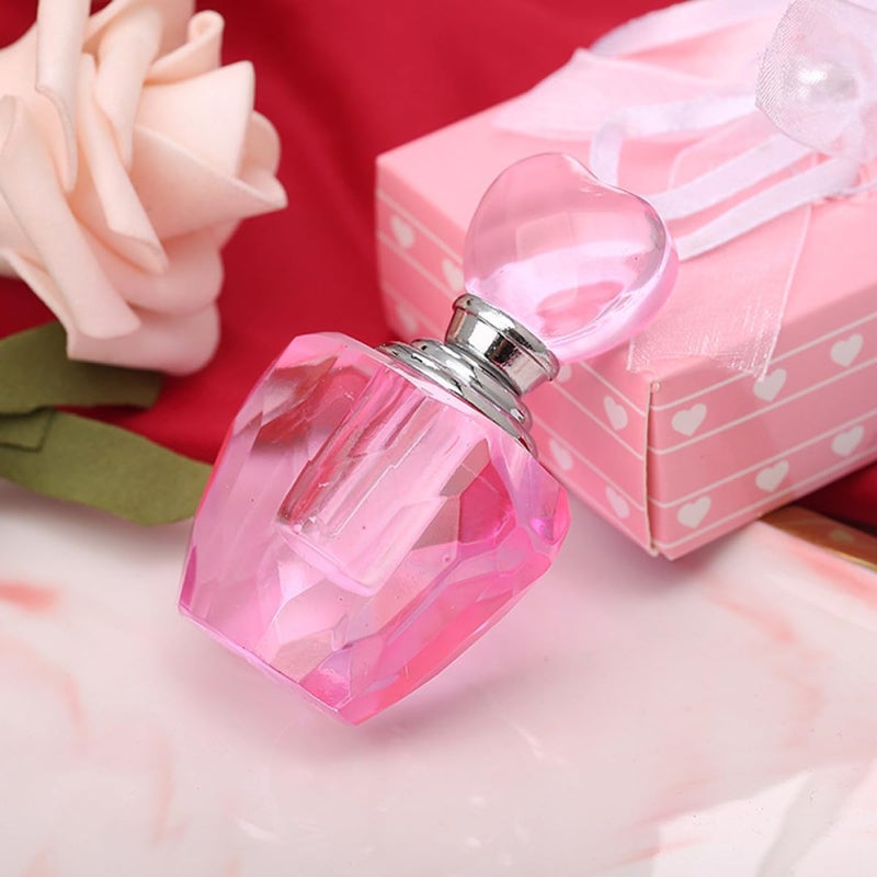 Refillable Pink Heart-shaped Glass Perfume Bottle Box, Mini Decorative Crystal Bottle for Wedding Favors, Party Prizes, Travel Sample Scent Container - Image 4