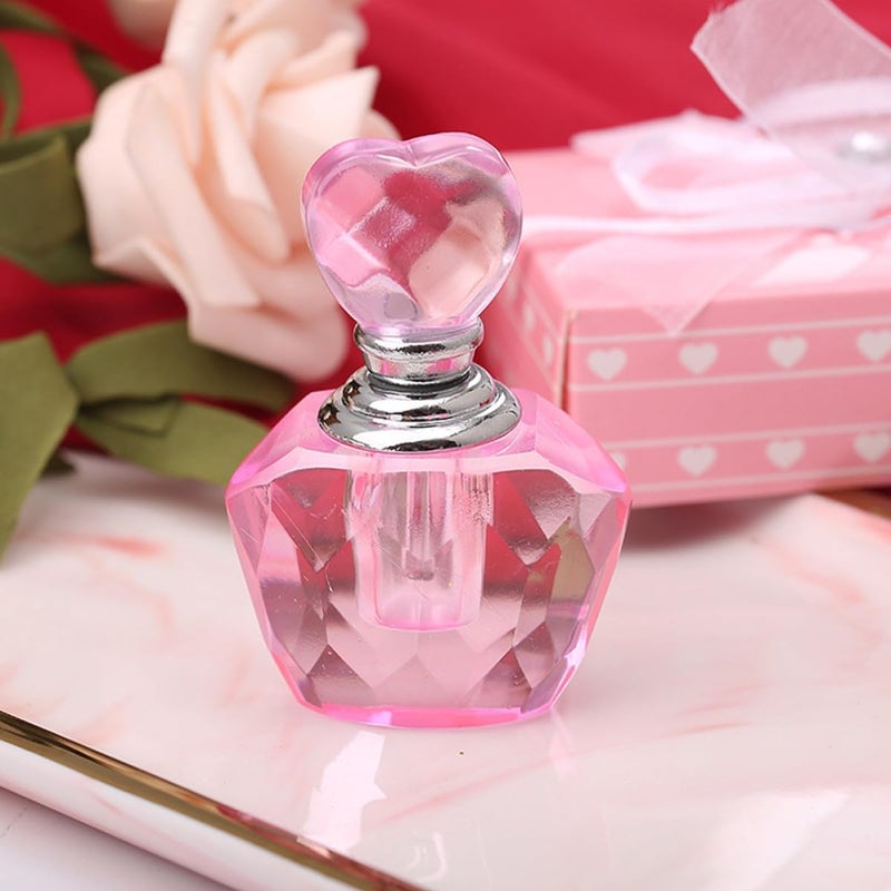Refillable Pink Heart-shaped Glass Perfume Bottle Box, Mini Decorative Crystal Bottle for Wedding Favors, Party Prizes, Travel Sample Scent Container - Image 5