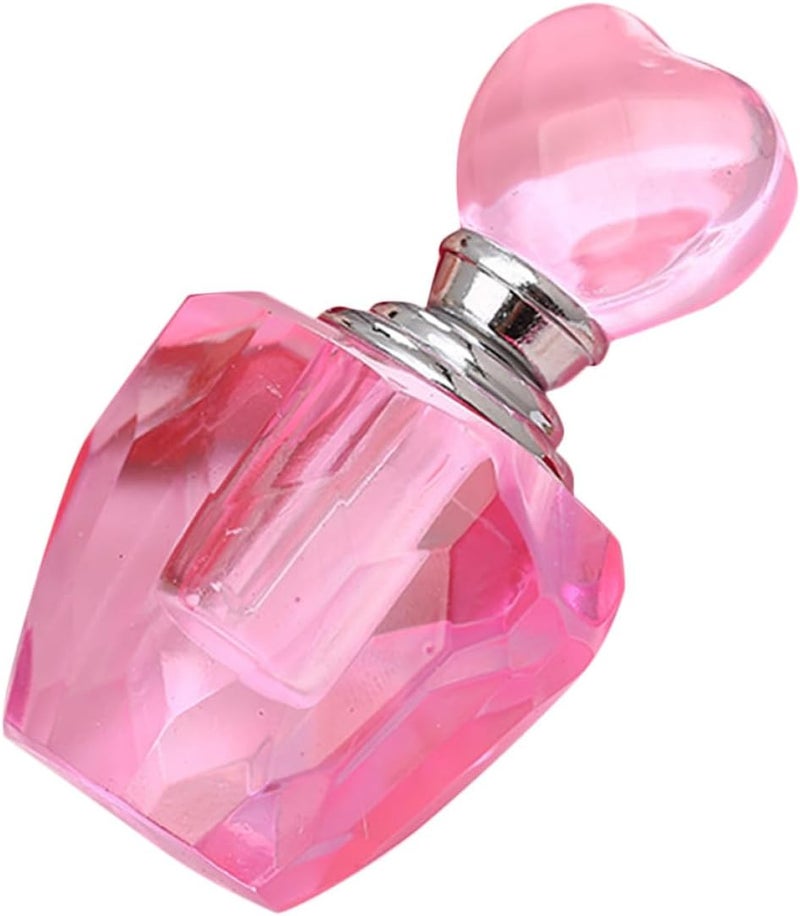 Refillable Pink Heart-shaped Glass Perfume Bottle Box, Mini Decorative Crystal Bottle for Wedding Favors, Party Prizes, Travel Sample Scent Container - Image 1