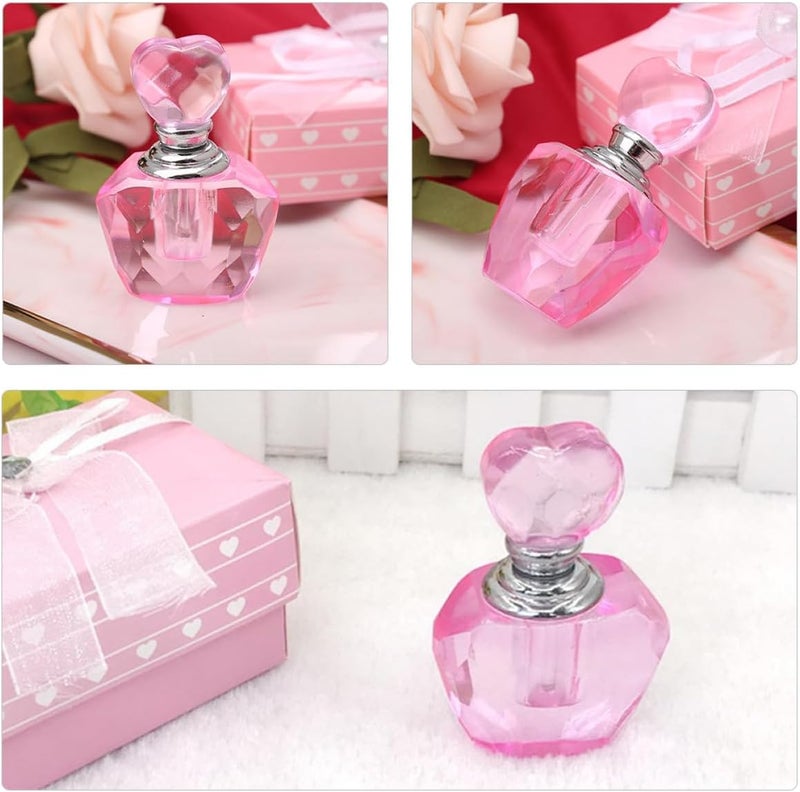 Refillable Pink Heart-shaped Glass Perfume Bottle Box, Mini Decorative Crystal Bottle for Wedding Favors, Party Prizes, Travel Sample Scent Container - Image 3
