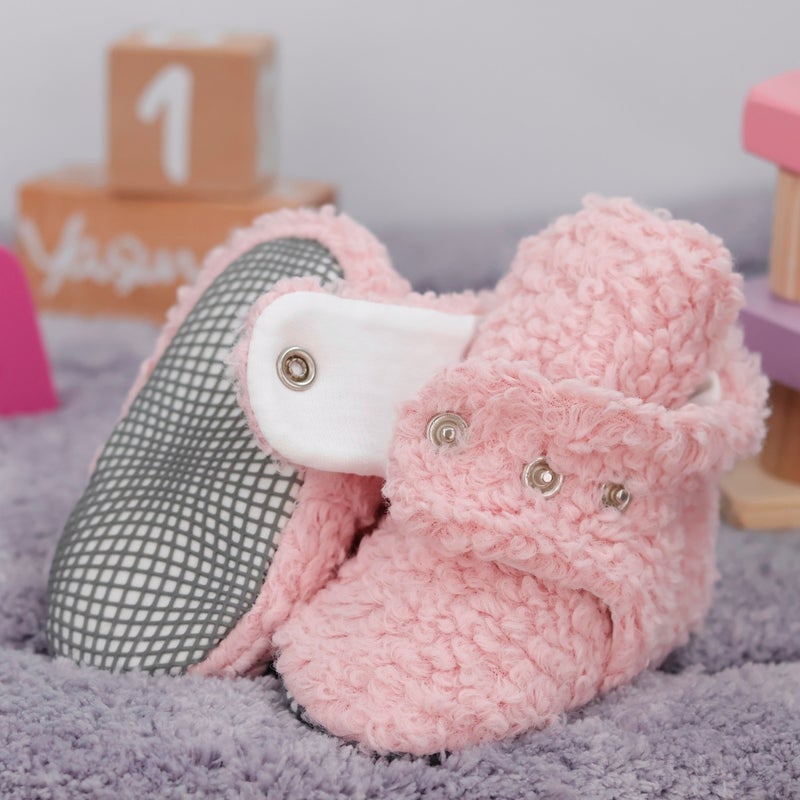 Ella Bonna Teddy Baby Slippers, Non-Slip Sole, Organic Cotton Lining, Home Nursery Shoes, Powder  - Image 3