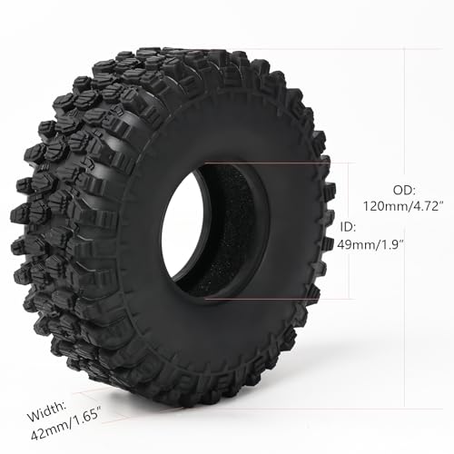 ZRRC Soft 19 RC Crawler Tires with Foam Inserts for Traxxas TRX4 Axial SCX10 IIIII Redcat Gen8 Vanquish VS410H10F10 RC4WD HPI 110 RC Rock Crawlers Trail Trucks RC Climbing Tyres - Image 5