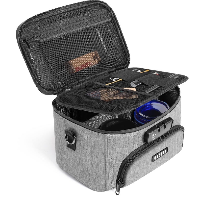 OZCHIN Smell Proof Bag with Combination Lock, Smell Proof Box Activated Carbon Fiber Smoking Accessories, Smell Proof Container, Great Gifts for Fatherâ€™s Day, Premium Odor Proof Bag(Grey) - Image 1