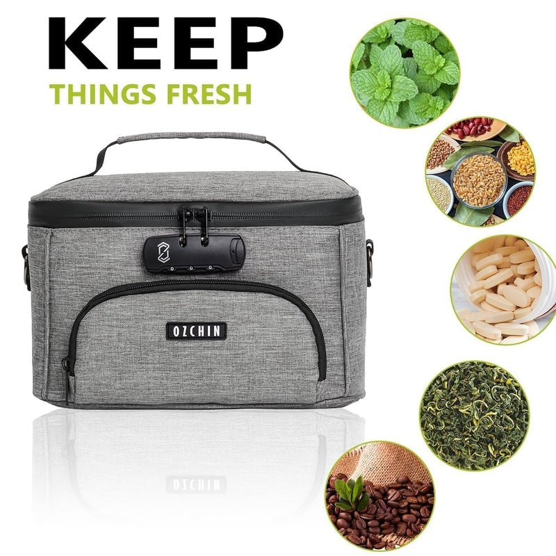 OZCHIN Smell Proof Bag with Combination Lock, Smell Proof Box Activated Carbon Fiber Smoking Accessories, Smell Proof Container, Great Gifts for Fatherâ€™s Day, Premium Odor Proof Bag(Grey) - Image 2