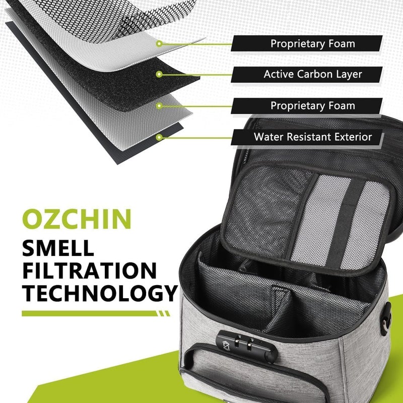 OZCHIN Smell Proof Bag with Combination Lock, Smell Proof Box Activated Carbon Fiber Smoking Accessories, Smell Proof Container, Great Gifts for Fatherâ€™s Day, Premium Odor Proof Bag(Grey) - Image 3