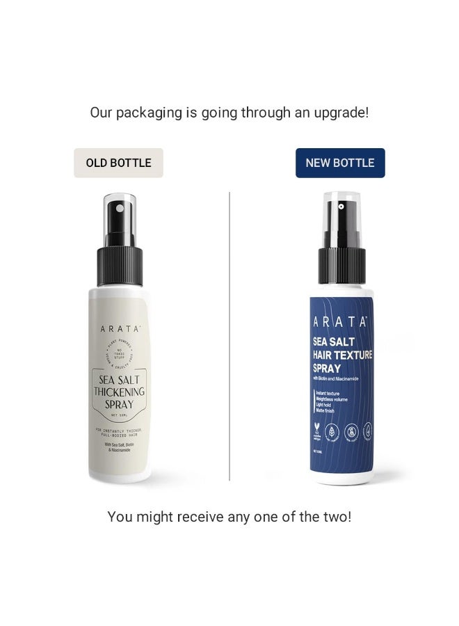 ARATA Sea Salt Hair Texture Spray - 50ml | With Niacinamide & Biotin | For Instant Volume, Texture & Beachy Waves | Matte Finish | Made For All Indian Hair Types - Image 2