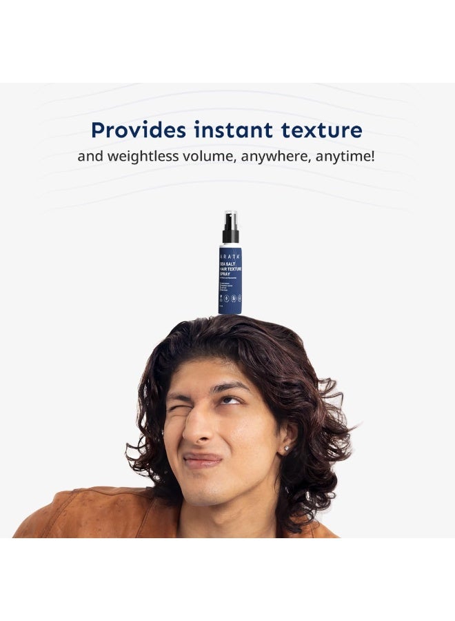 ARATA Sea Salt Hair Texture Spray - 50ml | With Niacinamide & Biotin | For Instant Volume, Texture & Beachy Waves | Matte Finish | Made For All Indian Hair Types - Image 3