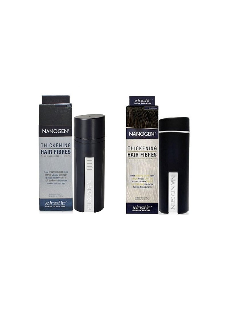 Nanogen Combo of 2 Nanogen Thickening Hair Fibres Black 30gms  Dark Brown 30gms  - Image 1