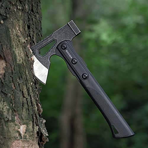 SULKADA Camping Hatchet, 10.5 Inch Survival Axe,Stainless-Steel Blade,Fiberglass Shock Reduction Handle with Anti-Slip Grip, for Chopping Wood,Gardening and Outdoor Survival,Gift for Dad Men - Image 5