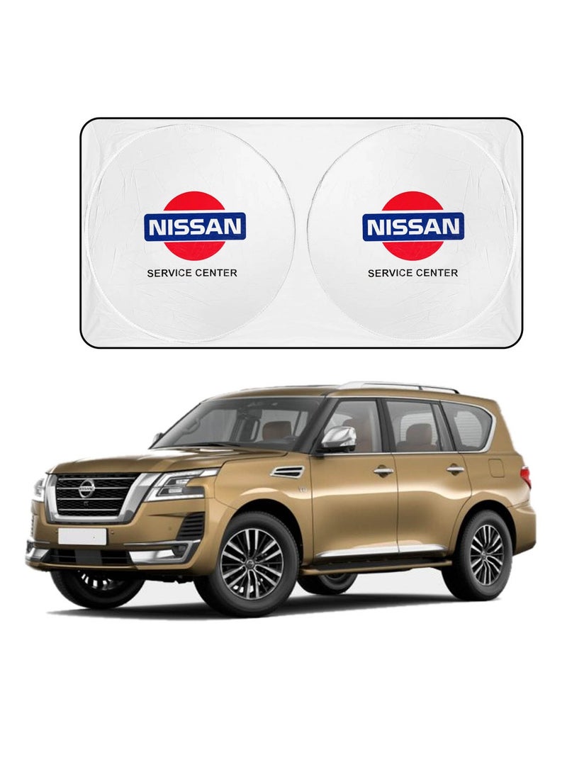Nissan Car Windshield Sun Shade, Foldable UV Rays and Heat Protector, Reflective Sun Visor, Keeps Vehicle Cool, Universal Fit, Easy Installation - NISSAN  - Image 1