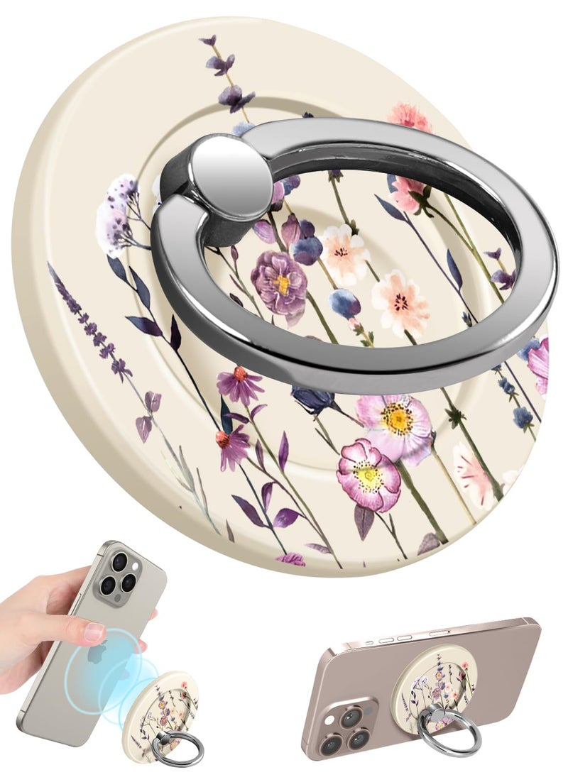 Lotadilo for Magnetic Phone Ring Holder Compatible with MagSafe for Women Girls - Cute Purple Flower Magnet Phone Grip Ring Stand Kickstand for iPhone 17/16 Pro Max/16 Pro/16/15/14/13/12 Series - Image 1