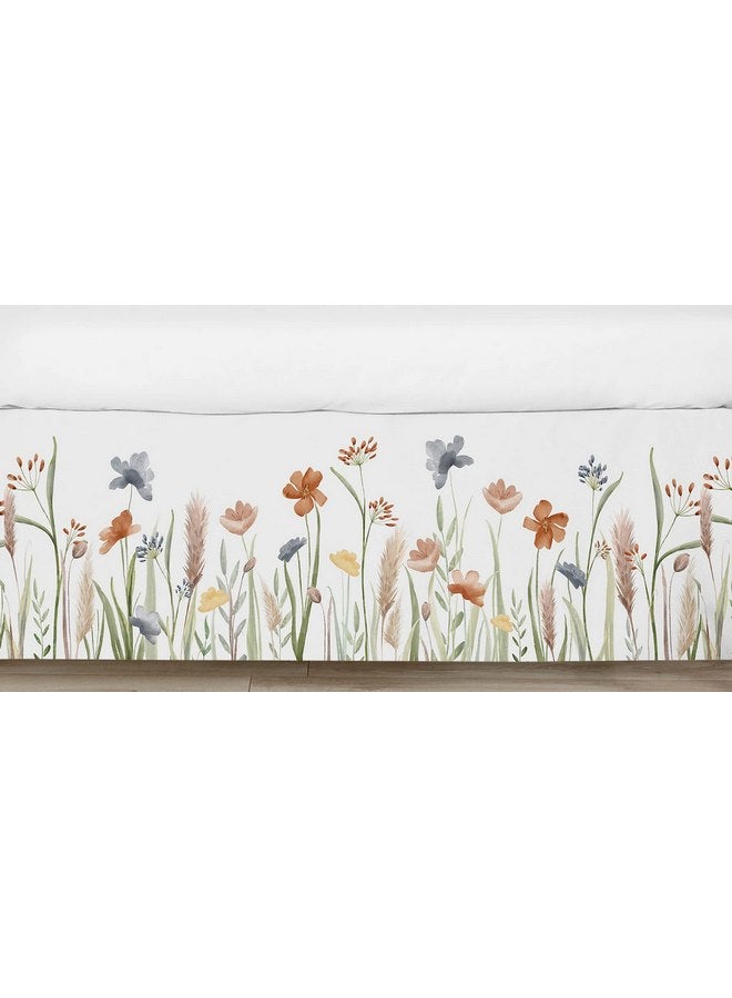 Sweet Jojo Designs Sweet Jojo Designs Boho Floral Garden Flower Baby Crib Skirt Bed Dust Ruffle Bedskirt for Nursery Sage Green Watercolor Bohemian Floral Farmhouse Wildflower Vintage Shabby Chic White Beige Nature  - Image 1