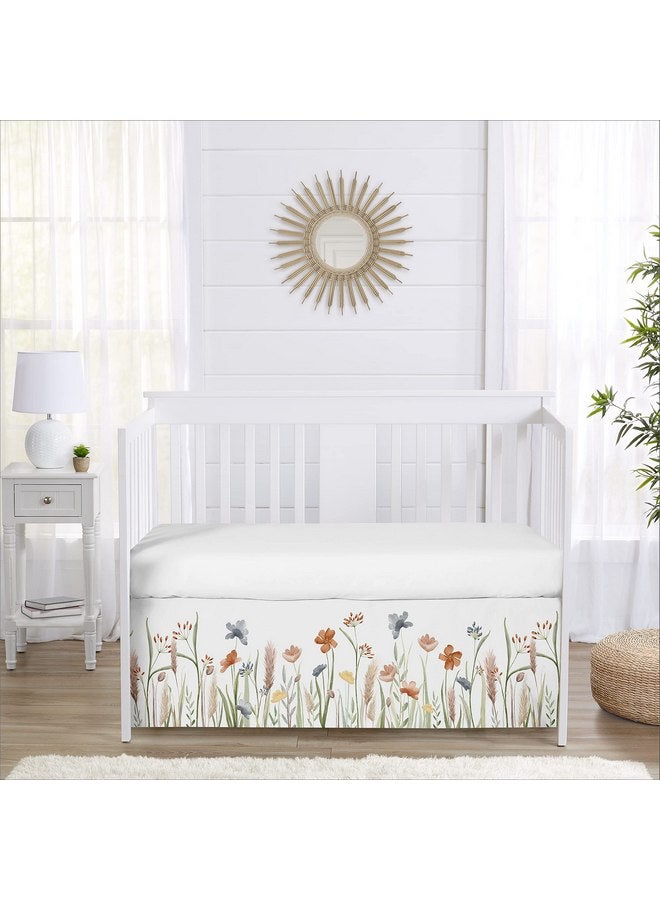 Sweet Jojo Designs Sweet Jojo Designs Boho Floral Garden Flower Baby Crib Skirt Bed Dust Ruffle Bedskirt for Nursery Sage Green Watercolor Bohemian Floral Farmhouse Wildflower Vintage Shabby Chic White Beige Nature  - Image 2