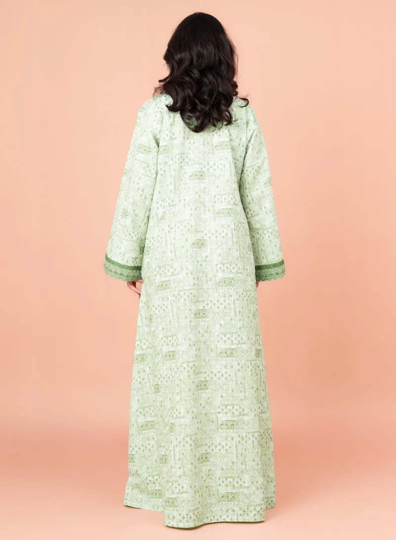اكسا جلابية عصرية مطرزة IN039 اخضر