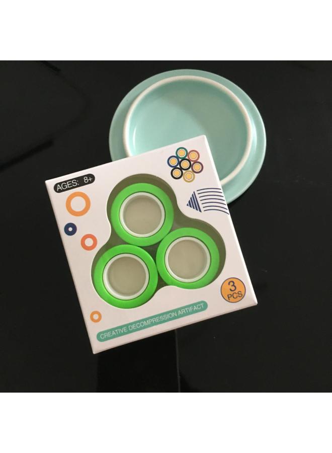 Decompression Toy Strange Magnetic Ring Ring Strong Magnetic Finger Fingertip Gyro Toy Decompression-Color:Upgraded Magnetic Green 3 Boxes  - Image 1