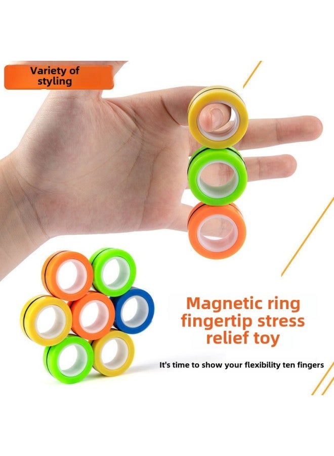 Decompression Toy Strange Magnetic Ring Ring Strong Magnetic Finger Fingertip Gyro Toy Decompression-Color:Upgraded Magnetic Green 3 Boxes  - Image 3