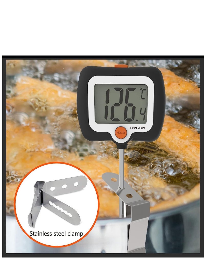 SYOSI Instant Read Digital Thermometer with Pot Clip for Candy Turkey BBQ Tall pots Beef Lamb Meat Food Cooking - Image 2