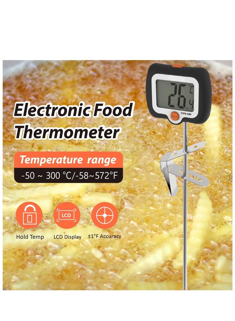 SYOSI Instant Read Digital Thermometer with Pot Clip for Candy Turkey BBQ Tall pots Beef Lamb Meat Food Cooking - Image 3
