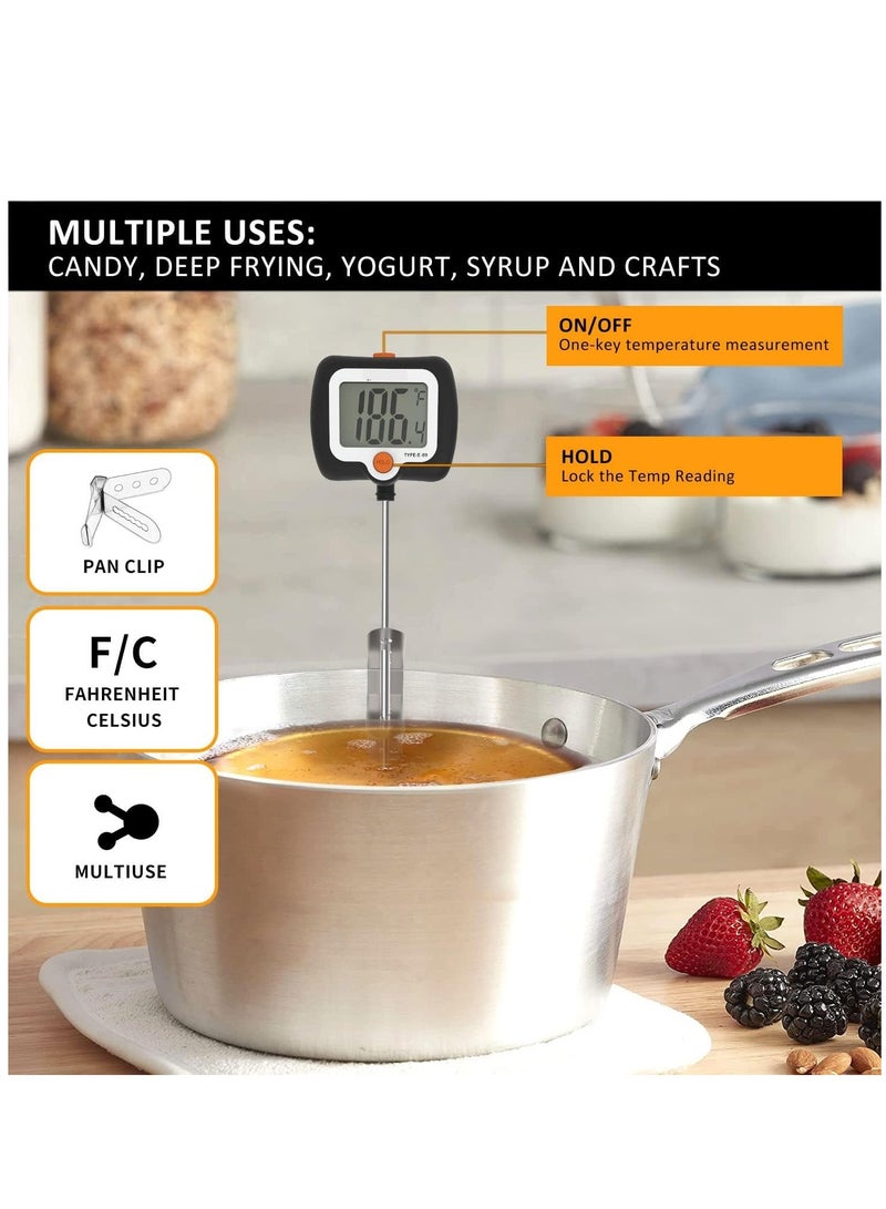 SYOSI Instant Read Digital Thermometer with Pot Clip for Candy Turkey BBQ Tall pots Beef Lamb Meat Food Cooking - Image 4
