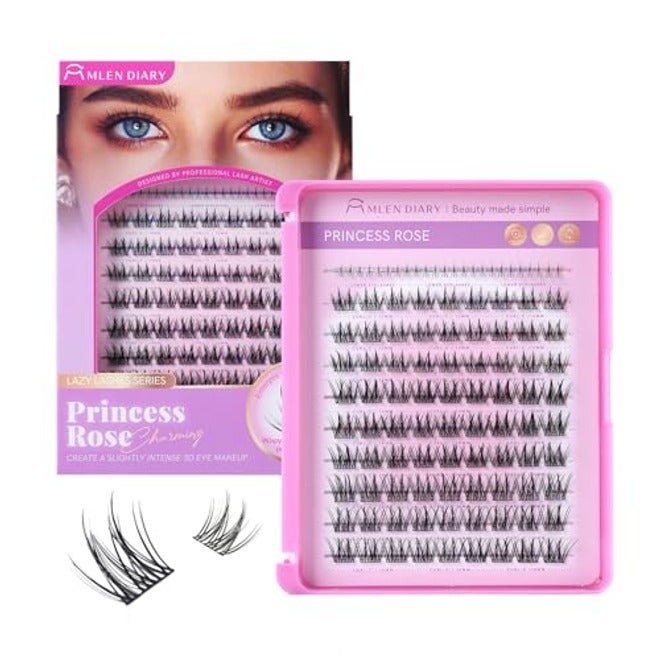 MLEN DIARY Natural Lash Clusters with Remover, 114 Pcs Wispy DIY Eyelash Extensions Kit, Handmade Lightweight Compact Design, Gift for Beauty Lovers, C Curl - Image 1