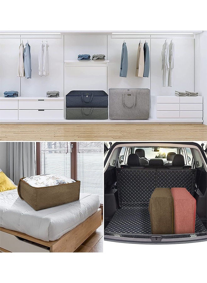 عبوة من 2 حقيبة تخزين بطانيات كبيرة باللون البني مقاس 60x45x26 سم - Image 5