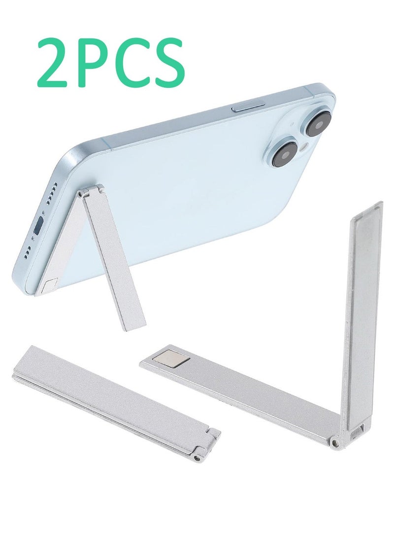 GIOIO Silver Ultra-Thin Metal Phone Kickstand, 2-Pack Foldable Adhesive Holder - Image 1