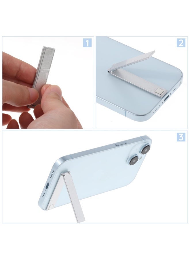 GIOIO Silver Ultra-Thin Metal Phone Kickstand, 2-Pack Foldable Adhesive Holder - Image 4