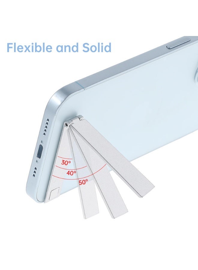 GIOIO Silver Ultra-Thin Metal Phone Kickstand, 2-Pack Foldable Adhesive Holder - Image 3