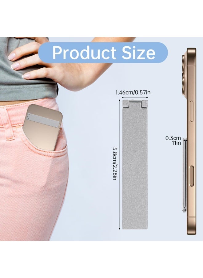 GIOIO Silver Ultra-Thin Metal Phone Kickstand, 2-Pack Foldable Adhesive Holder - Image 2